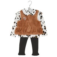 G10744TOD: Girls Faux Fur Gilet, Top & Legging Outfit (2-5 Years)