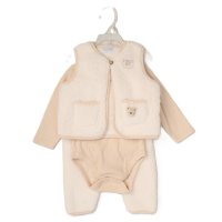G10801INF: Baby Unisex Borg Jacket, Trouser & Ribbed Bodysuit Outfit (12-24 Months)