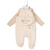 G10803NB: Baby Unisex Borg Dungaree, Hat & Ribbed Bodysuit Outfit (0-9 Months)