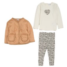 G10804TOD: Girls Quilted Jacket, Top & Legging Outfit (2-4 Years)