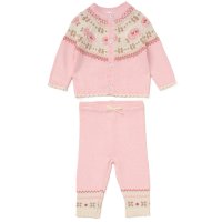 G10829NB: Baby Girls Knitted 2 Piece Outfit (0-12 Months)