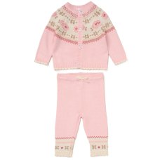 G10829NB: Baby Girls Knitted 2 Piece Outfit (0-12 Months)