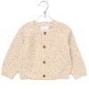 G10831NB: Baby Beige Cotton Knit Cardigan With Embroidery Detail (0-12 Months)