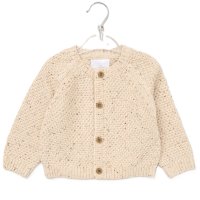 G10831NB: Baby Beige Cotton Knit Cardigan With Embroidery Detail (0-12 Months)
