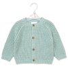 G10832NB: Baby Sage Cotton Knit Cardigan With Embroidery Detail (0-12 Months)