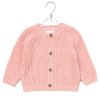 G10833NB: Baby Pink Cotton Knit Cardigan With Embroidery Detail (0-12 Months)