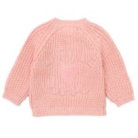 G10833NB: Baby Pink Cotton Knit Cardigan With Embroidery Detail (0-12 Months)