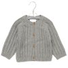 G10850NB: Baby Grey Cotton Knit Cardigan With Embroidery Detail (0-12 Months)