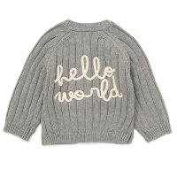 G10850NB: Baby Grey Cotton Knit Cardigan With Embroidery Detail (0-12 Months)