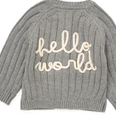 G10850NB: Baby Grey Cotton Knit Cardigan With Embroidery Detail (0-12 Months)