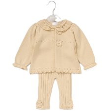 G10857NB: Baby Girls Knitted 2 Piece Outfit (0-12 Months)