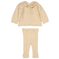 G10857NB: Baby Girls Knitted 2 Piece Outfit (0-12 Months)