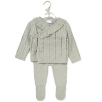 G10858NB: Baby Girls Knitted 2 Piece Outfit (0-12 Months)
