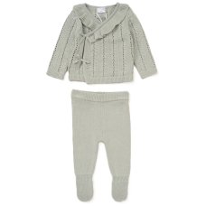 G10858NB: Baby Girls Knitted 2 Piece Outfit (0-12 Months)