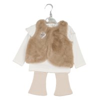 G10866INF: Baby Girls Faux Fur Gilet, Top & Legging Outfit (12-24 Months)