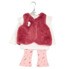 G10878INF: Baby Girls Faux Fur Gilet, Top & Legging Outfit (12-24 Months)