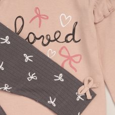 G10880NB: Baby Girls Faux Fur Gilet, Top & Legging Outfit (0-9 Months)