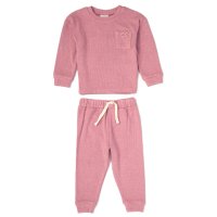 G10888TOD: Girls Pink Brushed Rib Sweatshirt & Jog Pant Outfit (2-4 Years)