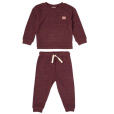 G10889INF: Baby Burgundy Brushed Rib Sweatshirt & Jog Pant Outfit (12-24 Months)