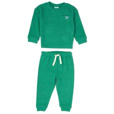 G10891INF: Baby Green Brushed Rib Sweatshirt & Jog Pant Outfit (12-24 Months)