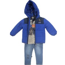 G10920: Boys Bench Puffer Coat, Top & Jean Outfit (18 Months-5 Years)