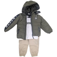 G10921: Boys Bench Puffer Coat, Top & Denim Cargo Pant Outfit (18 Months-5 Years)