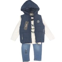 G10922: Boys Bench Puffer Gilet, Top & Jean Outfit (18 Months-5 Years)