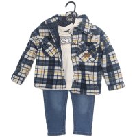 G10924: Boys Bench Sherpa Lined Shacket, Top & Jean Outfit (18 Months-5 Years)