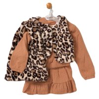 G10936TOD: Girls Faux Fur Gilet, Top, Crepe Skirt & Handbag Outfit (2-4 Years)