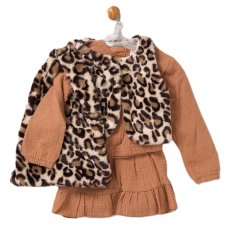 G10936TOD: Girls Faux Fur Gilet, Top, Crepe Skirt & Handbag Outfit (2-4 Years)