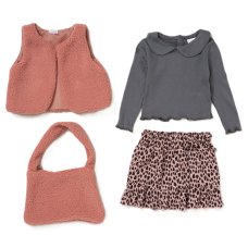 G10937TOD: Girls Borg Gilet, Top, Crepe Skirt & Handbag Outfit (2-4 Years)