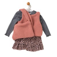 G10937TOD: Girls Borg Gilet, Top, Crepe Skirt & Handbag Outfit (2-4 Years)