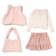 G10940TOD: Girls Borg Gilet, Top, Crepe Skirt & Handbag Outfit (2-4 Years)
