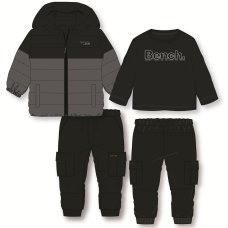 G10942: Boys Bench Puffer Coat, Top & Denim Cargo Pant Outfit (18 Months-5 Years)