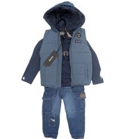 G10946: Boys Bench Puffer Gilet, Top & Jean Outfit (18 Months -5 Years)