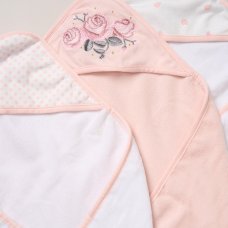 G10955: Baby Floral 6 Piece Hooded Towels & Washcloths Bath Time Set