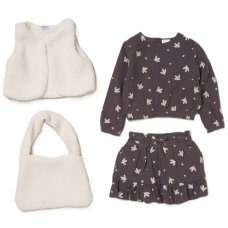 G10960TOD: Girls Borg Gilet, Top, Crepe Skirt & Handbag Outfit (2-4 Years)