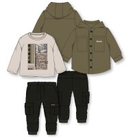 G10964: Boys Bench Hooded Twill Shacket, Top & Denim Cargo Pant Outfit (18 Months-5 Years)