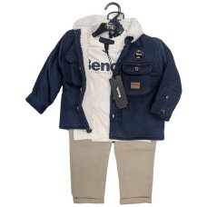 G10965: Boys Bench Sherpa Lined Corduroy Shacket, Top & Chino Pant Outfit (18 Months-5 Years)
