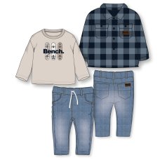 G10966: Boys Bench Sherpa Lined Shacket, Top & Jean Outfit (18 Months-5 Years)