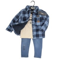 G10966: Boys Bench Sherpa Lined Shacket, Top & Jean Outfit (18 Months-5 Years)