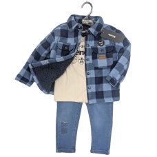 G10966: Boys Bench Sherpa Lined Shacket, Top & Jean Outfit (18 Months-5 Years)