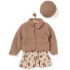 G10967TOD: Girls Boucle Fur Jacket & Beret With Crepe Jersey Dress (2-4 Years)
