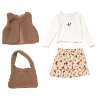G10968TOD: Girls Borg Gilet, Top, Crepe Skirt & Handbag Outfit (2-4 Years)