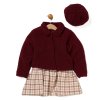 G10969TOD: Girls Boucle Fur Jacket & Beret With Crepe Jersey Dress (2-4 Years)