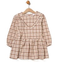 G10969INF: Baby Girls Boucle Fur Jacket & Beret With Crepe Jersey Dress (12-24 Months)