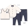 G10988INF: Baby Boys Knitted Vest, Bodysuit Shirt With Bow Tie & Pant Outfit (12-24 Months)