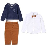 G10993TOD: Boys Knitted Jumper, Shirt With Bow Tie & Pant Outfit (2-4 Years)