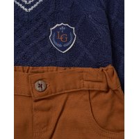 G10993TOD: Boys Knitted Jumper, Shirt With Bow Tie & Pant Outfit (2-4 Years)