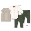 G10999INF: Baby Boys Knitted Vest, Bodysuit Shirt With Bow Tie & Pant Outfit (12-24 Months)